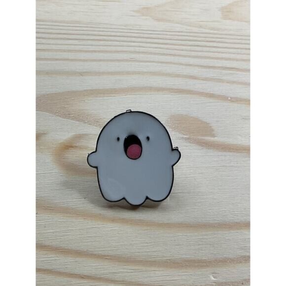 Cute Ghost Enamel Lapel Pin With Silver-Tone Metal Backing - Picture 1 of 3
